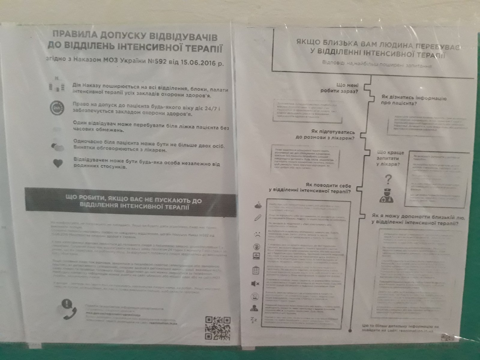 Правила допуску відвідувачів до відділень інтенсивної терапії