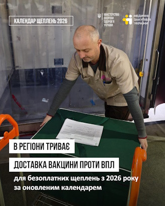В регіони триває доставка вакцини проти ВПЛ