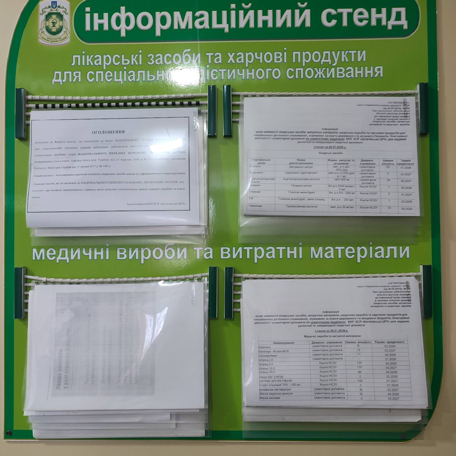Інформація щодо наявності ліків станом на 26.01.2026