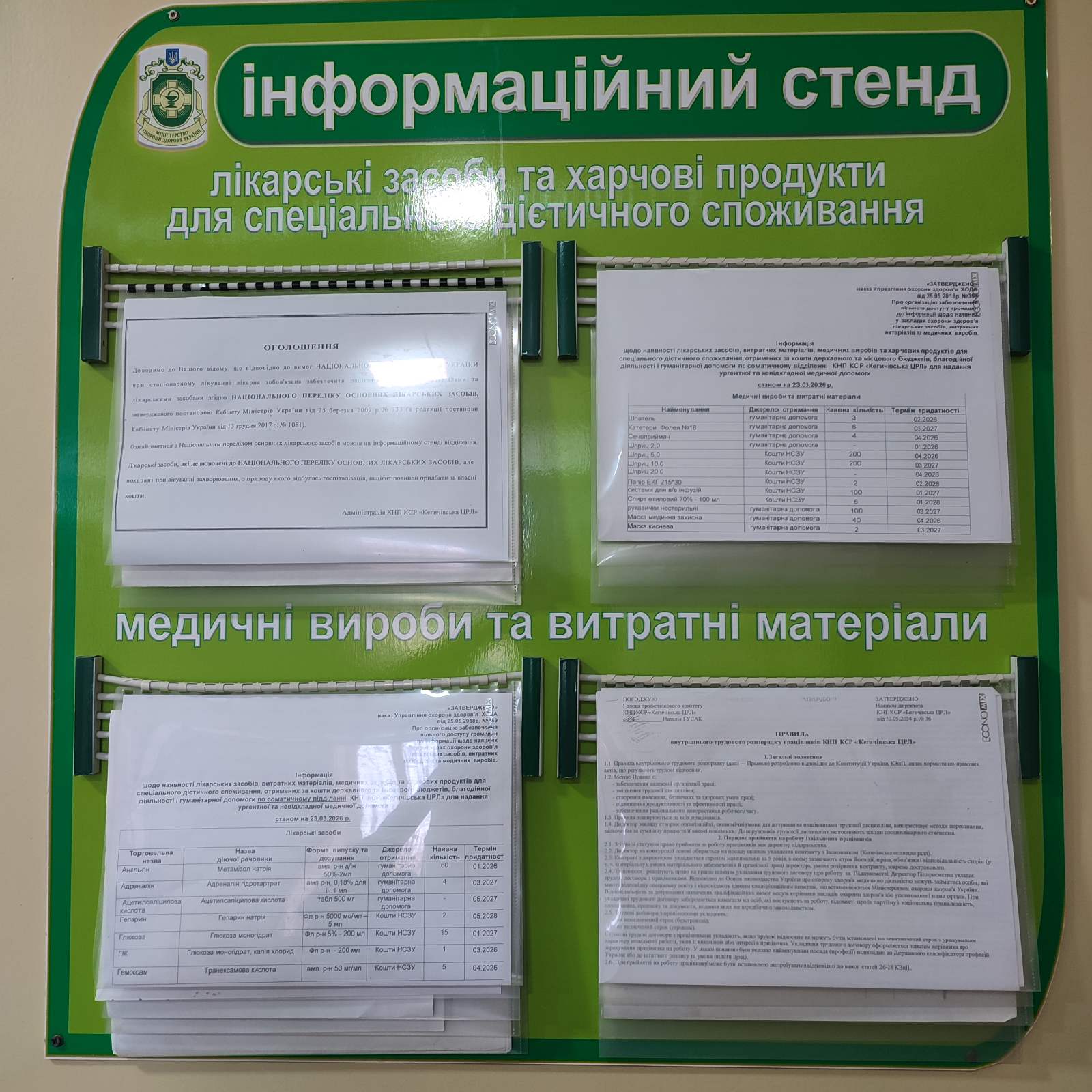 Інформація щодо наявності ліків станом на 23.03.2026